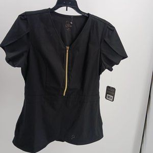 JAANUU WOMENS BLACK SHORT SLEEVE MEDIUM BLOUSE